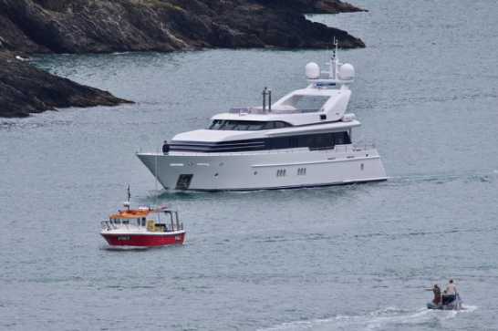 09 July 2021 - 17-12-49
Superyacht (a small one) La Mascarade 28 metres long returned to Dartmouth. Last snapped by me in September last year. Seen here being escorted in by fishing vessel Illusion (PW2).
---------------------
La Mascarade of Douglas in Dartmouth